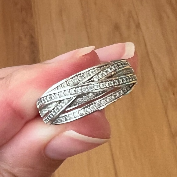 Charming Charlie rhodium silver ring size 7 CZ - Picture 2 of 9